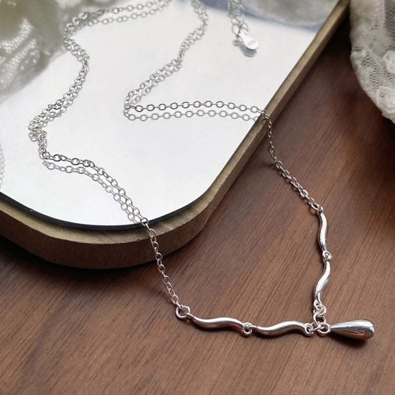 Women's Water Drop Curved Copper Necklace
