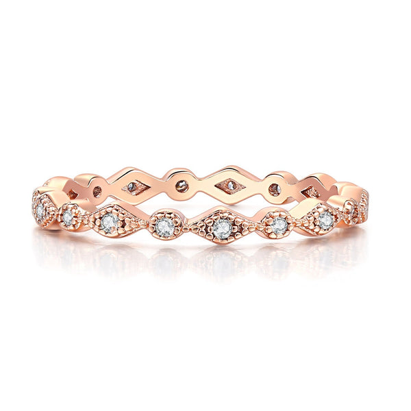 Women's Fashion Simple Inlaid Zircon Rose Gold Plated Ring