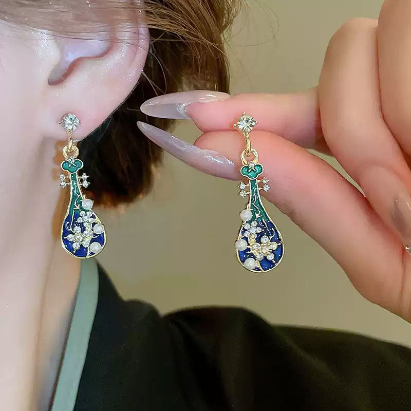 Chinese Style Pipa Flower New Chinese Style Cool Wind Earrings
