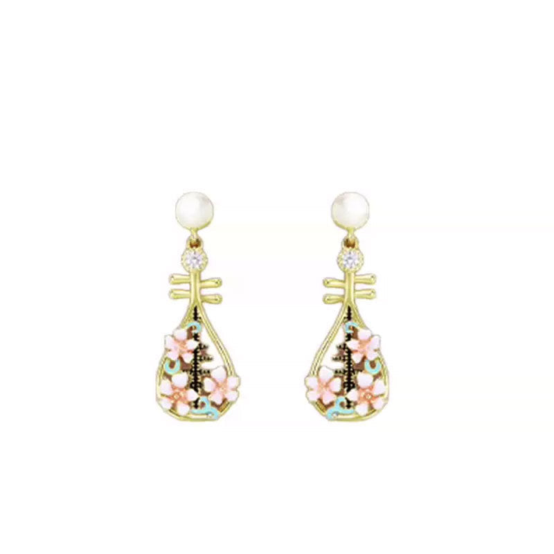 Chinese Style Pipa Flower New Chinese Style Cool Wind Earrings