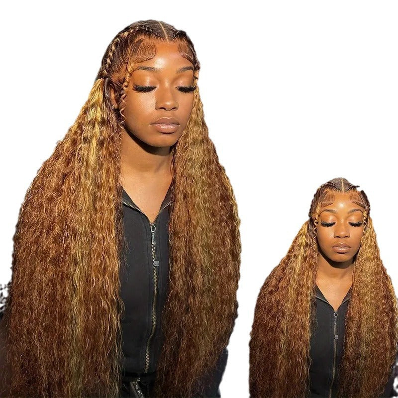 Lace Wig Medium Small Volume Highlight Gradient Long Curly Hair