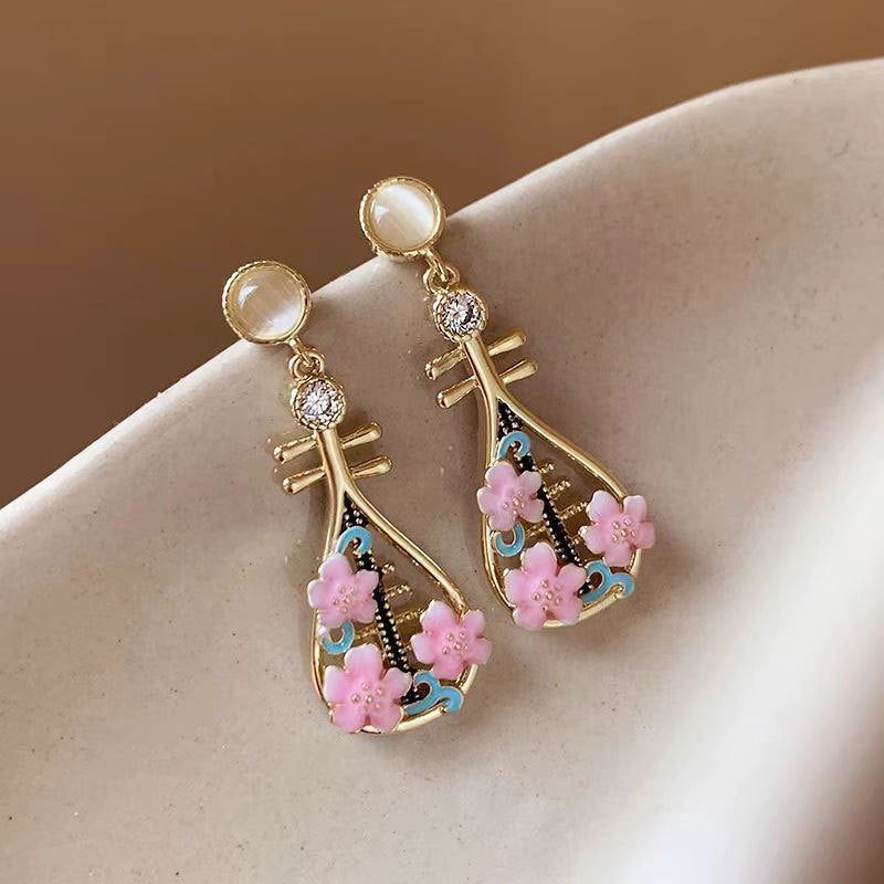 Chinese Style Pipa Flower New Chinese Style Cool Wind Earrings