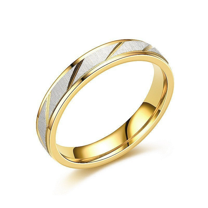 Popular Design 18K Gold Titanium Steel Couple Ring