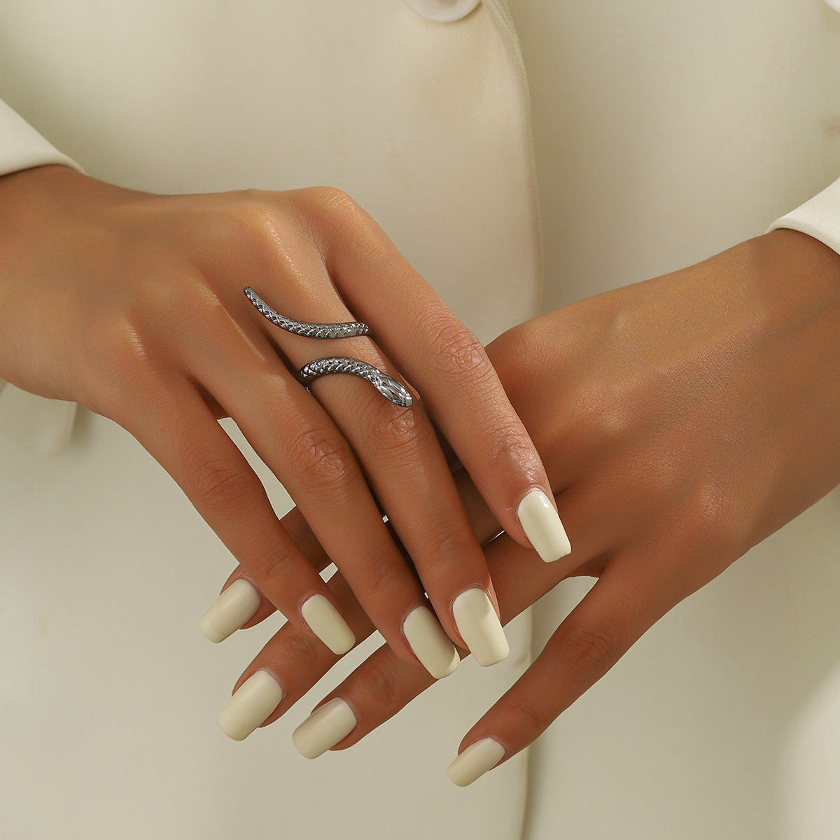 European And American Fashion Punk Goth Style Ring Snake-shaped Opening