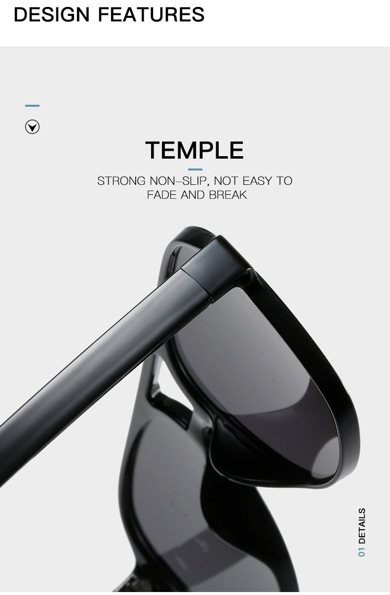 Retro Double Beam Ocean Lens Stylish Large Frame Sunglasses